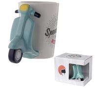 Puckator Speed King Scooter Ceramic Shaped Handle Tea Coffee Mug - Funny Home Accessories - Cute Gifts for Girlfriend Large Mugs for Men Women Hot Drinks Cups Presents Secret Santa Gift Cup Set