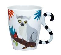 Puckator Spirit of The Night Lemur Ceramic Tail Shaped Handle Tea Coffee Mug - Funny Home Accessories - Cute Gifts for Girlfriend Large Mugs for Men Women Hot Drinks Cups Presents Secret Santa Gift