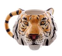 Puckator Spots and Stripes Tiger Head Ceramic Shaped Tea Coffee Mug - Funny Home Accessories - Cute Gifts for Girlfriend - Large Mugs for Men Women Hot Drinks - Cute Cups Presents - Secret Santa Gift