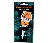 Puckator Spots and Stripes Wine Stoppers - Ceramic Wine Bottle Stopper for Prosecco and Wine - Tiger Head - Wine Glass Bottle Topper - Funny Wine Gifts for Wine Lover - Red Wine Accessories