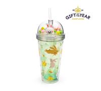 Puckator Springtime Double Walled Cup & Straw with Charms CUP90 | Acotis - Polyester / Silicone / Plastic
