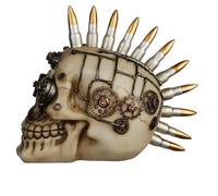 Puckator Steampunk Style Skull with Bullet Mohican - Home Decoration - Steampunk Skull With Mohican - Ornaments - Resin - Home Accessories Living Room Accessories Human Skeleton Goth Gifts For Men