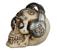 Puckator Steampunk Style Skull with Headphones - Home Decoration - Steampunk Skull With Headphones - Ornaments Resin - Home Accessories - Living Room Accessories Human Skeleton Goth Gifts For Men
