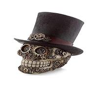 Puckator Steampunk Style Skull with Top Hat - Home Decoration - Steampunk Style Skull With Hat - Ornaments - Resin - Home Accessories - Living Room Accessories - Human Skeleton - Goth Gifts For Men