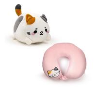 Puckator Swapseazzz Adoramals Cat 2-in-1 Plush Travel Pillow & Toy - Neck Flight Airplane Pillow For Travel - Kids Neck Pillows Cushion For Sleeping Neck Pain Adults - Airport Essentials