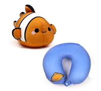 Puckator Swapseazzz Adoramals Ocean Clownfish 2-in-1 Plush Travel Pillow & Toy - Neck Flight Airplane Pillow For Travel - Kids Neck Pillows Cushion For Sleeping Neck Pain Adults - Airport Essentials