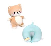 Puckator Swapseazzz Adoramals Shuggs the Shiba Inu 2-in-1 Plush Travel Pillow & Toy - Neck Flight Airplane Pillow For Travel Kids Neck Pillows Cushion For Sleeping Neck Pain Adults Airport Essentials