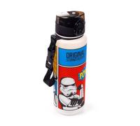 Puckator The Original Stormtrooper Comic Strip Pop Top 600ml Shatterproof Bottle - Reusable Insulated Active Water Bottle Flask For Girls And Boys With A Carry Handle & Straw - For School Nursery