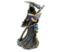 Puckator The Reaper Figurine with Book of the Dead & Scythe - Home Decoration - Reaper On Books - Ornaments - Resin - Home Accessories - Living Room Accessories - Human Skeleton - Goth Gifts For Men