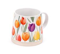 Puckator Tulips Tapered Stoneware Mug - Funny Home Accessories - Cute Gifts for Girlfriend - Large Mugs for Men Women Hot Drinks - Cute Cups Presents - Secret Santa Gift - Cup Set