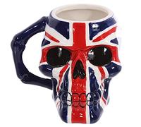 Puckator UK Flag Skull Head Ceramic Shaped Tea Coffee Mug - Funny Home Accessories - Cute Gifts for Girlfriend - Large Mugs for Men Women Hot Drinks - Cute Cups Presents - Secret Santa Gift - Cup Set