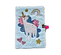 Puckator Unicorn Magic Plush Lockable Notebook with Padlock & Key - School Teacher Student Homework Study Planner Notepad - Collage University Essentials Journals Planners Jotter Uni Gifts Supplies