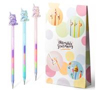Puckator Unicorn Rainbow Ink Pen | Multi-Colour Ballpoint Pens with 5 Colour Ink in One Pen | Fantasy Desk Accessories, Fun Gift Stationery | Pack of 3 Designs