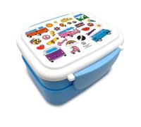 Puckator Volkswagen VW T1 Camper Bus Retro Clip Lock Stacked Bento Lunch Box with Cutlery - Boxes for Adults with Compartments Fork & Spoon Snack Box Food Containers with Lids Stackable Pots for Kids