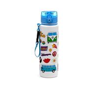 Puckator Volkswagen VW T1 Camper Bus Retro Pop Top 600ml Shatterproof Bottle - Reusable Insulated Active Water Bottle Flask For Girls And Boys With A Carry Handle & Straw Bpa Free For School Nursery
