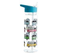 Puckator VW - Kids Drinks Bottle With Flip Straw - Reusable Water Bottle For Girls And Boys With A Carry Handle - Bpa Free - For School Nursery - Cute Bus Design - Pp 550ml