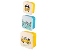 Puckator VW Surf Adventure Volkswagen T1 Camper Bus Set of 3 Lunch Box Snack Storage M/L/XL - Lunchbox with Multi Compartments - Small Food Containers - Lunchbox for Adults and Kids - Girls Boys