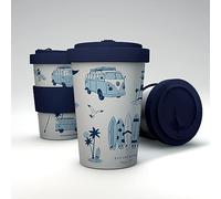 Puckator VW Volkswagen Camper Bus Explore More Reusable Travel Cup Mug 400ml Out of Recycled Plastic Bottles - Thermos Insulated Travel Coffee Mug - Tumbler Coffee Cup with Lid Leakproof Drink Flask