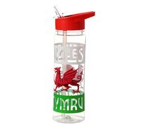 Puckator Wales Cymru Welsh Dragon Reusable BPA Free PVC Water Drinks Bottle, Flip Straw, 550ml, Multi, School Gym Sports Camping Travel, Height 23cm