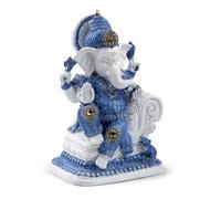 Puckator Ganesha Statue - White & Blue Meditation Idol for Home Decor, Hindu Gift