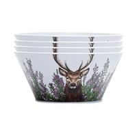 Puckator Wild Stag 4Pc Reusable Picnic Bowls Out of Recycled Plastic Bottles - Serving Bowls - Party Ramen Bowl - Plastic Bowls for Parties - Picnic Breakfast Bowls - Small Poke Bowl