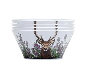 Puckator Wild Stag 4Pc Reusable Picnic Bowls Out of Recycled Plastic Bottles - Serving Bowls - Party Ramen Bowl - Plastic Bowls for Parties - Picnic Breakfast Bowls - Small Poke Bowl