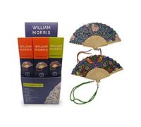 Puckator William Morris Folding Hand Fan - Handheld Portable Mobile Turbo Pink Face Manual Crank Silent Fan - Cool Handy Camping Festival Essentials Gadgets - Neck Cooler