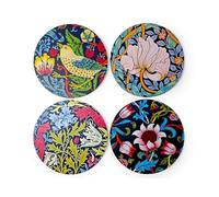 Puckator William Morris Set of 4 Cork Coasters - Wood Table Pub Drink Coasters Tiles Placemats - Bar Accessories For Home - Desk Coaster Tile Slate Dining Table Decor Drinks Mats Man Cave Accessories