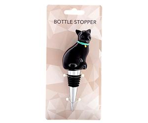 Puckator Wine Stoppers - Ceramic Wine Bottle Stopper for Prosecco and Wine - Black Cat - Wine Glass Bottle Topper - Funny Wine Gifts for Wine Lover - Red Wine Accessories