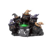 Puckator Witches Black Cat LED Bubbling Cauldron - Cute Room Decor - Aesthetic Feng Shui Meditation Accessories - Garden Ornaments - Shelf Desk Decorations - Mindfulness Home Gifts - Statues