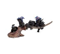 Puckator Witches Black Cat Playing on Broomstick - Ornaments For The Living Room Home - Gothic Witch Gifts - Cute Goth Gifts For Women - Ornament Ornaments For Cat Lovers - Home Decor - Figurine