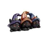 Puckator Witches Black Cat Trio in Witches Hats - Ornaments For The Living Room Home - Gothic Witch Gifts - Cute Goth Gifts For Women - Ornament Ornaments For Cat Lovers - Home Decor - Figurine