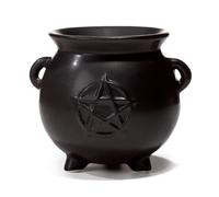 Puckator Witches Cauldron Pentagram Black Oil Burner -Dolomite -Living Room Accessories - Wax Liquidizer - Burners For Essential Oils - Wax Burners - Scents Melter - Wax Melt Holder - Room Fragrance