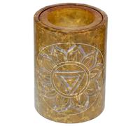 Puckator Yellow Soapstone Carved Chakra Oil Burner - Wax Melt Burners Warmer - Boho Bedroom Decor Diffuser Scent Tea Light Burner Holder - House Warming Gift - Aromatherapy Set