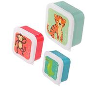 Puckator Zoo Animals Reusable Lidded Snack Pot Lunch Box Set of 3, BPA Free PVC, Nursery School Travel Home, Large 5.5x11.5x11.5cm Medium 4.5x10x19cm Small 4x8.5x8.5cm
