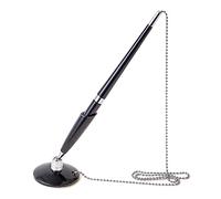 Puco Convenient Desk Pen Holder With Ball Chain Secure Business Pens Adhesive Mount Reusable Desktop Pen For Schools Office Desk Pen With Chain Ballpoint Pen