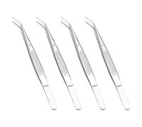 PUCSIQ 4 Piece Serrated Bent Tips Tweezers, Stainless Steel 15.6 cm Tweezers, Curved Sewing Machine Tweezers Set, Model Making for Craft Repair, Sewing Machines, Jewellery and Nail Art