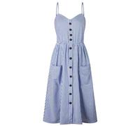 PUDANA Beach Cocktail Party Sundress for Women Elegant Patterned Long Dress Spaghetti Strap High Waist Sundress Dark Blue L