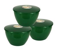 Pudding Basin and Lid Pack of 3 Plastic Pudding Basins Large Sized Emerald Green Food Safe Steaming Bowls (Large 3 Pint)