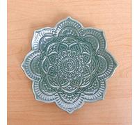 PUDDING CABIN Green Mandala Jewelry Dish | 4-Inch Boho Home Decor | Ceramic Ring Dish Trinket Tray for Rings & Earrings | Wedding & Bridal Shower Mother Day Birthday Gift for Women