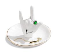 PUDDING CABIN Initial Ring Holder Hand Ring Dish Ring Tray for Jewelry Rings Earrings Bracelet Organizer, Monogrammed Gifts for Women Valentine's Day, Birthday, Wedding, Mothers Day, Bride Gifts