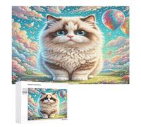 Pudding Cat 1000Pc Jigsaw Puzzles Adults Children Cute Pet Animals Jigsaws Post-Retirement Leisure Challenging Puzzle Great Gift Seniors Stress Reliever 1000 PCS