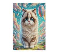 Pudding Cat 300 Pcs Jigsaw Puzzle Bundle Cute Pet Animals Family Puzzle Lovers Fun Family Game Mindful Activity Spring Eco Friendly Cardboard 300 PCS
