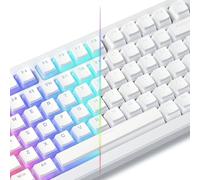 Pudding Keycaps, White PBT Keycaps 60 65 75 100 Percent, 130 Keys Shine Through Key Cap OEM Profile for MX-stem Switches Keyboard-White