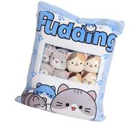 Pudding Pillow - Cartoon Cat Pillow - Soft Huggable Design | Plush Ṕillow | Stuffed Animal | Cat Snack P̀illow For Car Living Room Bedroom For Cute Çat P̃illow F́or Sofa Dormitory Apartment