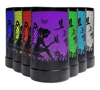 Puddle of Wax - 18cm LED 7 Colour Changing Electric Wax Burner for Wax Melts & Essential Oils - Stylish Fairy Design - Metal Case & Glass Dish - UK Plug - Available in Black or White (Black)
