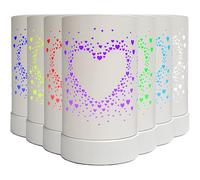 Puddle of Wax - 18cm LED 7 Colour Changing Electric Wax Burner for Wax Melts & Essential Oils - Stylish Heart Design - Metal Case & Glass Dish - UK Plug - Available in Black or White (White)