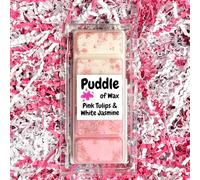 Puddle of Wax - Pink Tulips & White Jasmine Soy Wax Melt Snap Bar - 50g - Laundry Scent - Vegan Friendly - Made in the UK