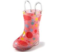 Puddle Play Children's Girls' Polka Dots Shapes Printed Waterproof Easy-On Rubber Rain Boots (Toddler/Little Kids)