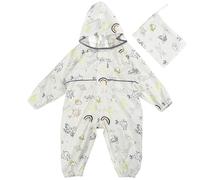 Puddle Suit Girls Rain Suit Waterproof Suit Kids All in One Waterproof Overalls Muddy Suit One Piece Raincoat Hoodie Rainwear Toddler Cartoon Rain Wear Reusable with Portable Bag for 2-9 Years